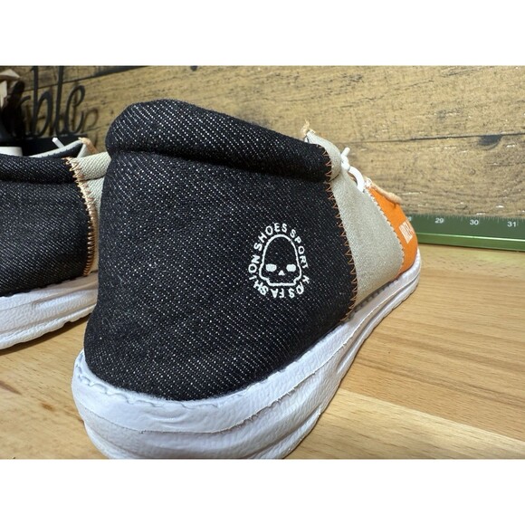 Harley-Davidson x Hey Dude Women's 10.5 Or Men’s 8.5 Slip-On Shoes Orange Black - Picture 8 of 11